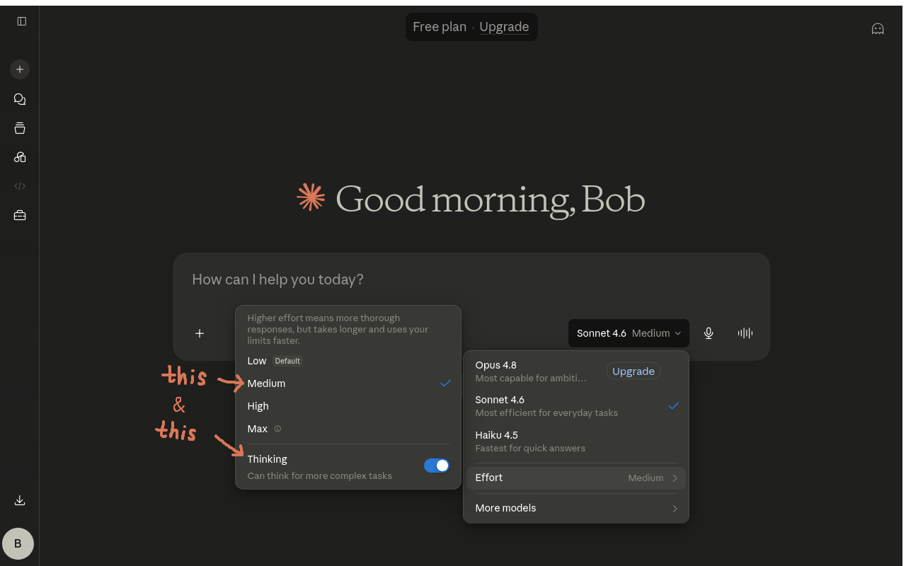 Screenshot, Chat Screen, Effort Panel